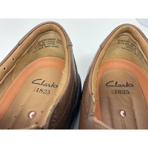 Clarks UnStructured Brown Leather Loafer Slip-On Casual Shoes Mens Size 14 M - Picture 4 of 10